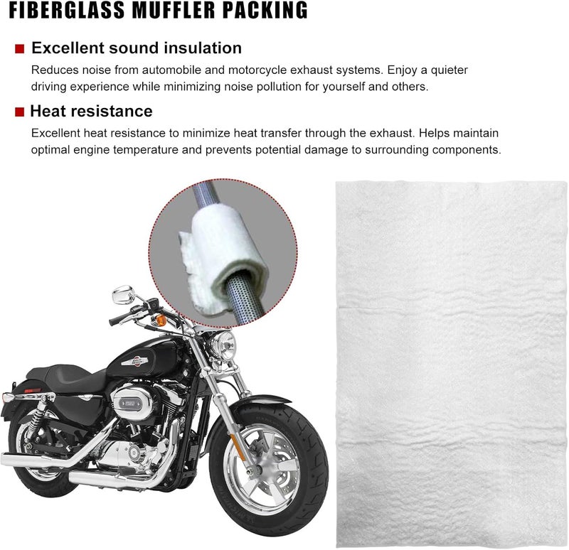 Yourkar Muffler Mat, Motorcycle Fiberglass Exhaust Muffler Mat, Silencer Packing for 2-Stroke 4-Stroke ATV Dirt Bike for Exhaust Pipe Wrap Mufflers, Motorcycle Accessories (13.8×9.8×0.3 inches) - Image 3